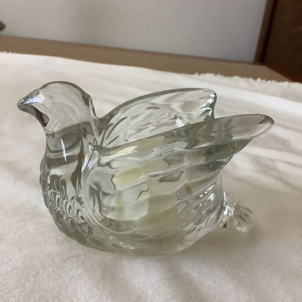 Avon Heavy Clear Glass Dove Votive/Tea Light Holder